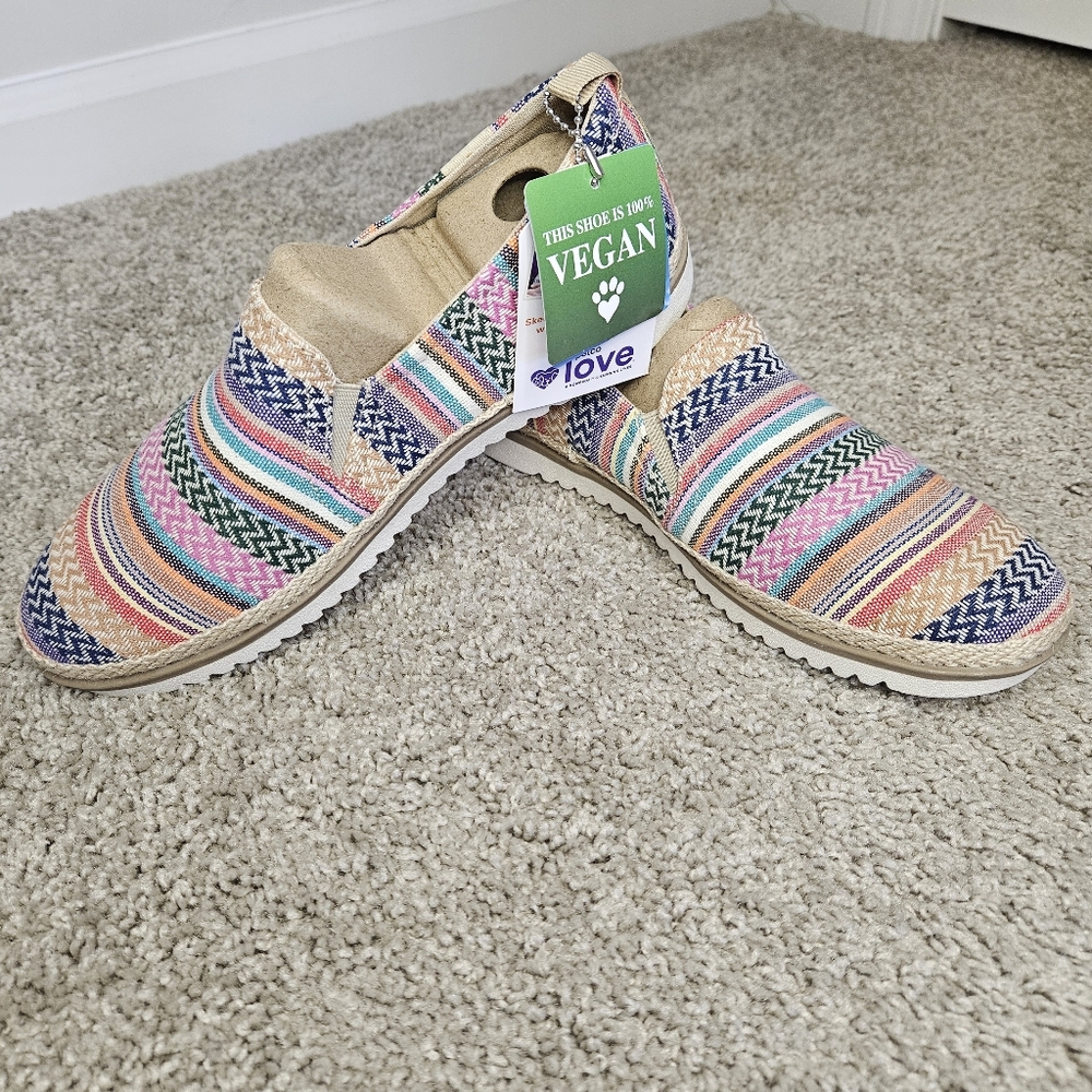Skechers Multicolor Striped Vegan Flats